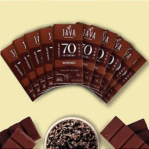 Chocolate 70% cacau Puro e INTENSO - CAIXA COM 10 UNIDADES 20g - NOVO PESO