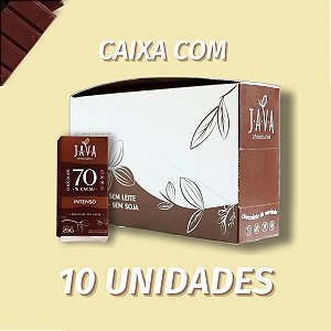 Chocolate 70% cacau Puro e INTENSO - CAIXA COM 10 UNIDADES 25g