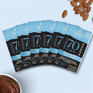 Chocolate  low carb 70% Cacau com ERITRITOL -  2NETCARBS - NOVO PESO - CAIXA COM 6 UNIDADES 65G