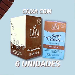 Chocolate Zero Açúcar meio amargo 54% CACAU - CAIXA COM 6 UNIDADES 80G