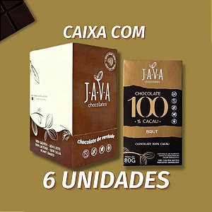 Chocolate 100% cacau bean to bar BRUT - CAIXA COM 6 UNIDADES 80G