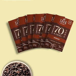 CHOCOLATE 70% CACAU Puro e INTENSO - CAIXA COM 6 UNIDADES 65G - NOVO PESO