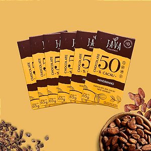 Chocolate Mineiro - Cacau MINEIRINHO - 50% cacau - CAIXA COM 6 UNIDADES 65G - NOVO PESO