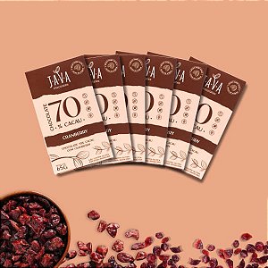 Chocolate 70% Cacau  com CRANBERRY - Caixa com 6 unidades 65g - NOVO PESO