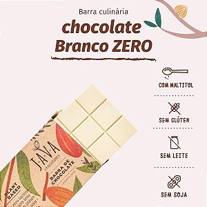 Barra de chocolate BRANCO nobre vegano 1 KG - zero lactose, ZERO AÇÚCAR, glúten, leite e soja