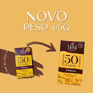 Chocolate Mineiro - Cacau MINEIRINHO - 50% cacau - 1 tablete de 65g - NOVO PESO