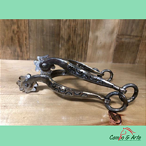 Espora Ferro Crioula - Roseta Trevo Cachorro Comprido