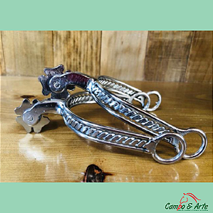 Espora Inox Torcida - Roseta Trevo Pequena