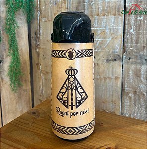 Garrafa Térmica Revestida em couro