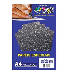 Papel Glitter A4 180g/m² 5 Folhas Preto Off Paper