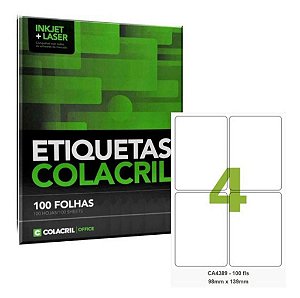 Etiqueta Adesiva A4 Ca4389 98 X 139 100 Folhas 4 Por Folha