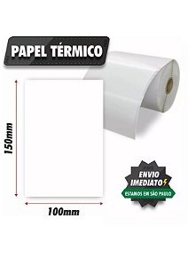 Rolo de Etiqueta Adesiva Papel Térmico Eco 100x150 (mm) com Serrilha 200 etiquetas por rolo - Zebra, Argox, Elgin, Tomate, Zetex, Datamax...