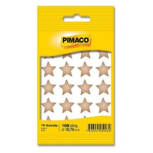 Etiqueta Adesiva Pimaco Estrela Dourada 100 Unidades 18,8mm