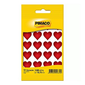 Etiqueta Adesiva Pimaco Coração Pacote 100 Unidades 18,8mm