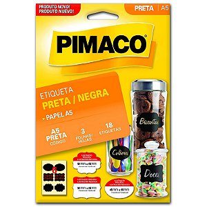 18 Etiquetas Lousa Preta A5 Pimaco Preta Escrita Manual