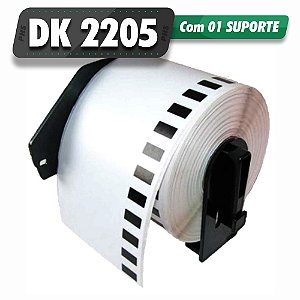 10 rolos de Etiqueta Adesiva Dk 2205 PLUS com 1 Suporte 62x30m Compatível Brother Dk2205