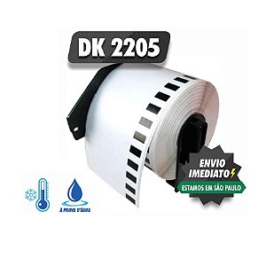 Rolo de Etiqueta Dk 2205 PREMIUM Com Filme Adesivo Á Prova D'água C/ Suporte