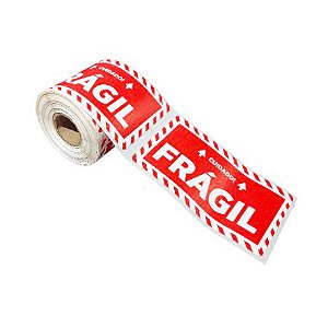 Etiqueta Adesiva Frágil 59x102 Cor Vermelho 200 etiquetas