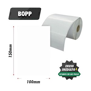 Rolo de Etiqueta Adesiva BOPP 100x150 (mm) com Serrilha 200 etiquetas por rolo - Zebra, Argox, Elgin, Tomate, Zetex, Datamax...