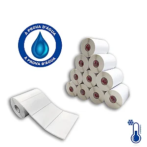 50 rolos de Etiqueta Adesiva BOPP Térmico 100x50 (mm) 500 etiquetas por rolo - Zebra, Argox, Elgin, Tomate, Zetex, Datamax...
