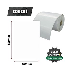 10 rolos de Etiqueta Adesiva Papel Couche 100x150 (mm) com Serrilha 200 etiquetas por rolo + 5 ribbons cera- Zebra, Argox, Elgin, Tomate, Zetex, Datamax...