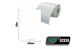 10 Rolos de Etiqueta Contínua Térmica ECO 62mm x 30 metros de comprimento Zebra Argox Elgin
