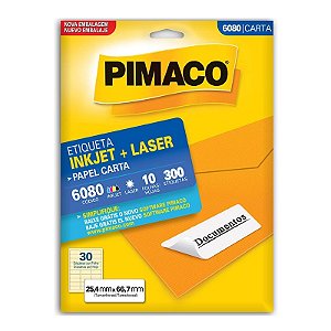 Etiqueta inkjet/laser carta 6080 com 10 folhas - Pimaco