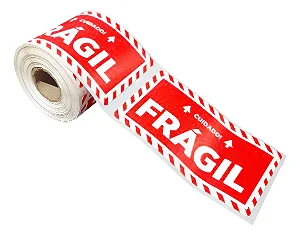 Etiqueta Adesiva Frágil 59x102 Cor Vermelho 200 Etiquetas Vermelho / Frágil