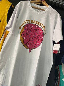 Camisa Casual Balling Basquete Donuts Basketball Branca