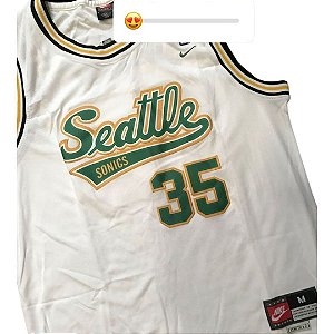 Camiseta Nike Regata Esporte Basquete Seattle Kevin Durant Número 35 Branca