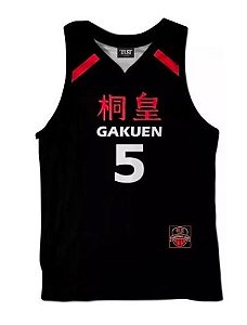 Camiseta Regata Esporte Basquete Anime Kuroko No Basket Gakuem Número 5 Preta