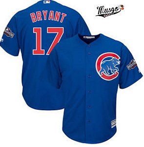 Camisa Esportiva Baseball MLB Chicago Cubs Kris Bryant  Numero 17 Azul