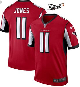 Camisa Esporiva Futebol Americano NFL Atlanta Falcons Jones numero 11 vermelha
