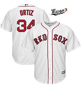 Camisa Esportiva Baseball MLB Boston Red Sox Cream David Ortiz Numero 34 Branca