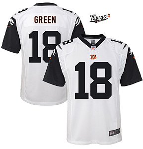 Camisa Esporte Futebol Americano NFL Cincinnati Bengals Green Número 18 Branca  - XXXL