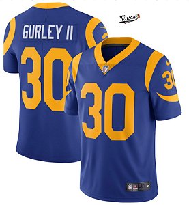Camisa Esportiva Futebol Americano NFL Los Angeles Rams Todd Gurley II Numero 30 Royal 