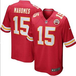Camisa Esportiva Futebol Americano NFL Kansas City Chiefs Pat Mahomes Numero 15 Vermelha