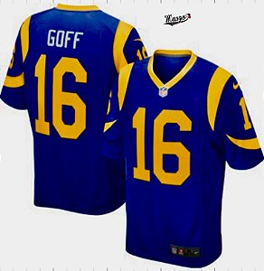 Camisa Futebol Americano NFL Los Angeles Rams Jared Goff #16 Royal