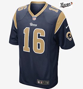 Camisa Futebol Americano  NFL Los Angeles Rams Jared Goff #16 Dark Blue 