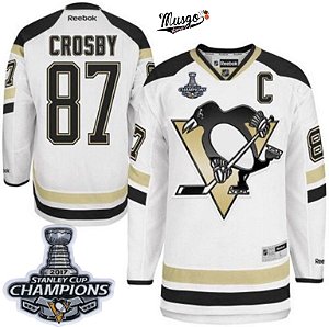 Camisa Hockey NHL Pittsburgh Penguins Sidney Crosby #87 Branca