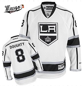 Camisa Esportiva Hockey NHL Los Angeles Kings Drew Doughty Número 8 Branca 