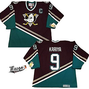 Camisa Esportiva Hockey Super Patos Ducks Clássica Paul Kariya Número 9 Preta