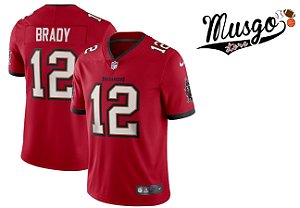 Camisa Nike Esporte Futebol Americano NFL Tampa Bay Buccaneers Tom Brady Número 12 Vermelha