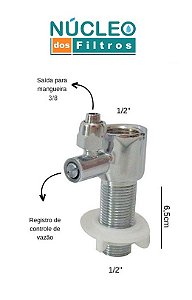 Bucha T Cromada P/ Gabinete C/ Regulagem Para Mangueira de 3/8