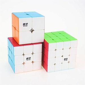 Cubo Mágico Profissional QiYi sem adesivo Kit 2x2, 3x3 e 4x4