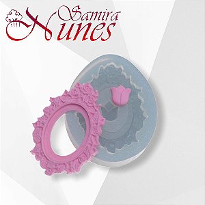 Molde de Silicone Moldura Oval + Tulipa Flexarte