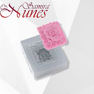 Molde de silicone Retangulo de Flores Flexarte