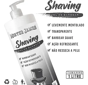 Shaving Gel De Barbear Profissional Mister James 1LT