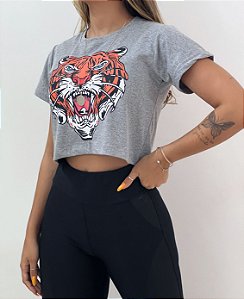 Cropped Tigre Neon Branco - Boutique Algodão Rosa