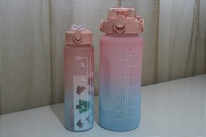 Par de Garrafas de Água  Motivacionais Rosa e Azul